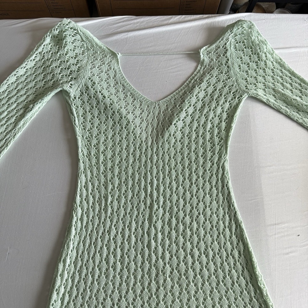 Crochet Open Knit Beach Cover Up Size S Dress Boho Festival Beach Hippie Resort - Picture 6 of 13
